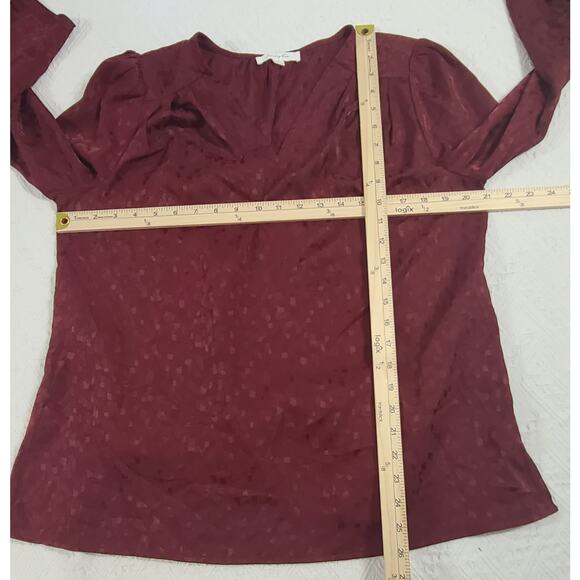 Monday Fun Stitch Fix women's burgundy blouse long sleeve drawstring Size Large - Picture 4 of 9
